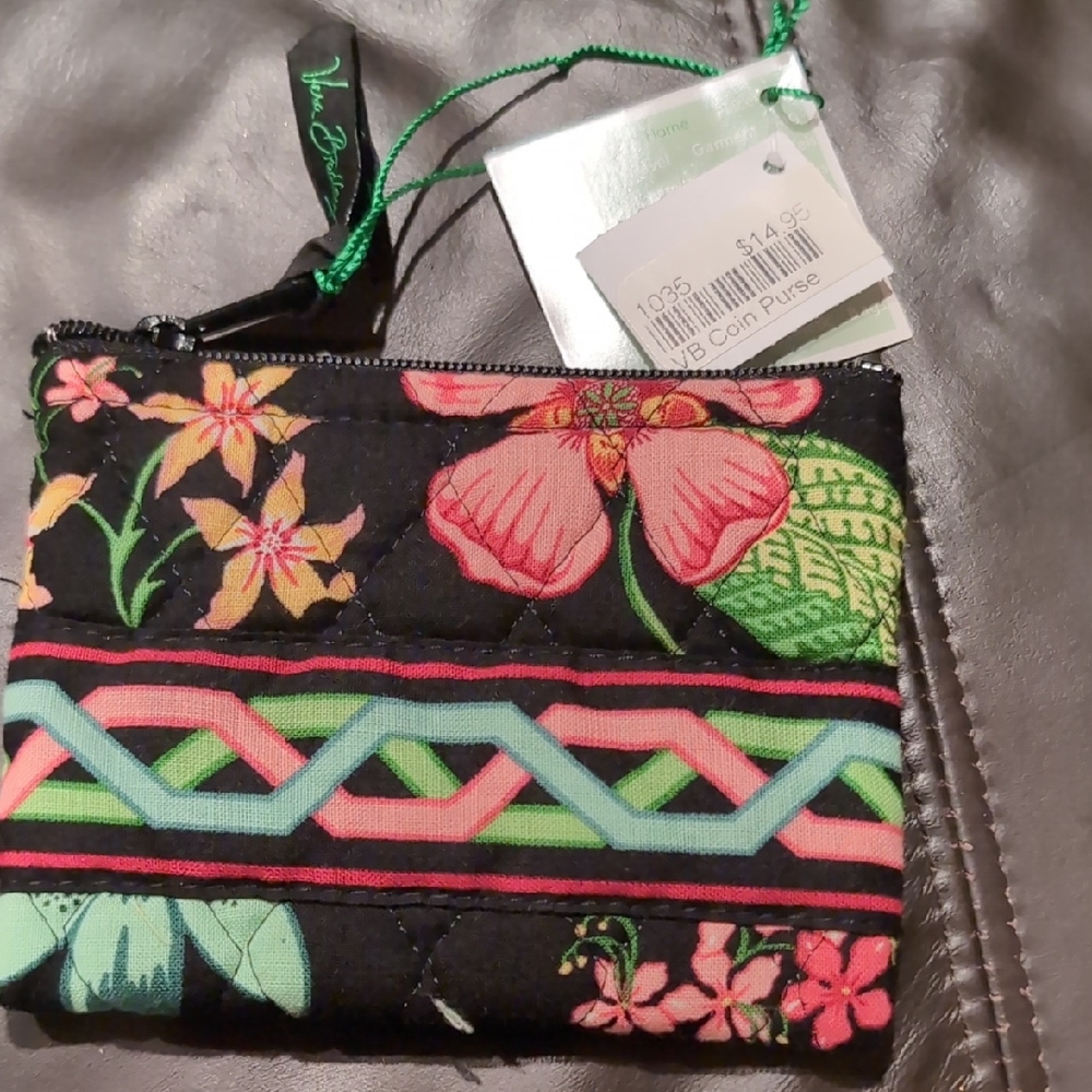 Vera Bradley Black and Pink Floral Coin Purse